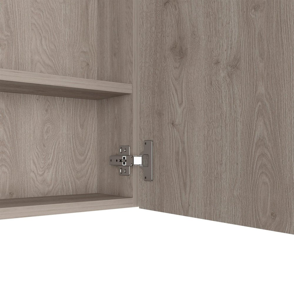 24" Light Gray Wood Floating Single Door Bathroom Vanity And Medicine Cabinet With Mirror