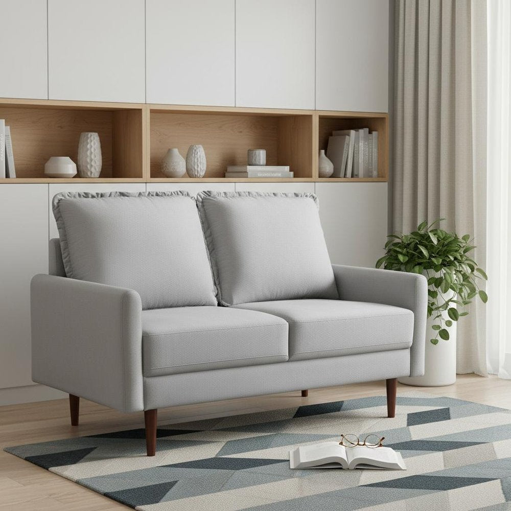 57" Gray And Dark Brown Velvet Loveseat