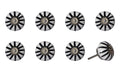 Set of Eight Black And White Ceramic And Metal Drawer Pull Knobs