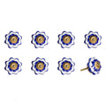 Set of Eight Blue And White Ceramic And Metal Drawer Pull Knobs