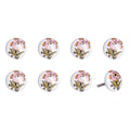 Set of Eight Yellow And White Ceramic And Metal Drawer Pull Knobs