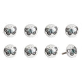 Set of Eight Black And White Ceramic And Metal Drawer Pull Knobs