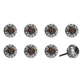 Set of Eight Black And White Ceramic And Metal Drawer Pull Knobs