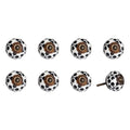 Set of Eight Black And White Ceramic And Metal Drawer Pull Knobs