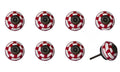 Set of Eight White And Red Ceramic And Metal Drawer Pull Knobs