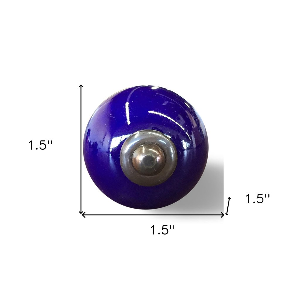 Set of Eight Purple And Gray Ceramic And Metal Drawer Pull Knobs