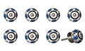 Set of Eight Blue And White Ceramic And Metal Drawer Pull Knobs