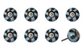 Set of Eight Blue And Gray Ceramic And Metal Drawer Pull Knobs
