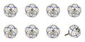 Set of Eight Blue And Cream Ceramic And Metal Drawer Pull Knobs