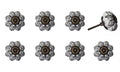 Set of Eight Black And White Ceramic And Metal Drawer Pull Knobs