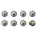 Set of Eight Blue And White Ceramic And Metal Drawer Pull Knobs