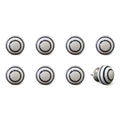 Set of Eight Black And White Ceramic And Metal Drawer Pull Knobs