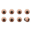 Set of Eight Orange And White Ceramic And Metal Drawer Pull Knobs