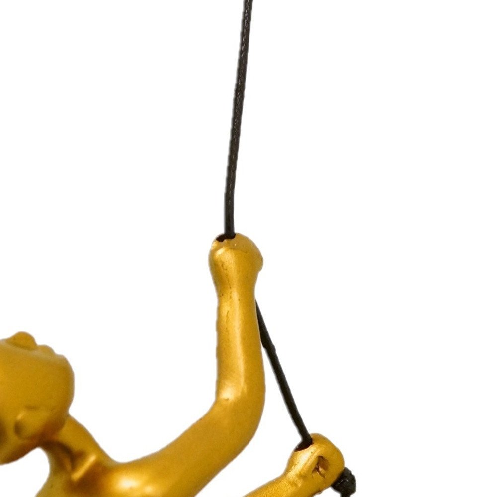 Set of Two Gold Resin Climbing Man Hanging Dimensional Sculpture on a white background