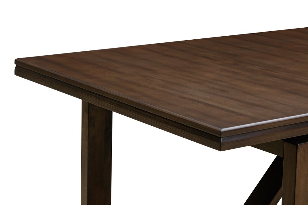 84" Dark Brown Wood Sled Base Dining Table on a white background