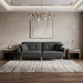 85" Dark Gray Polyester Blend Convertible Futon Sleeper Sofa And Toss Pillows With Silver Legs