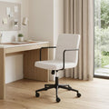 White and Black Steel and Faux Leather Adjustable Swivel Rolling Office Chair
