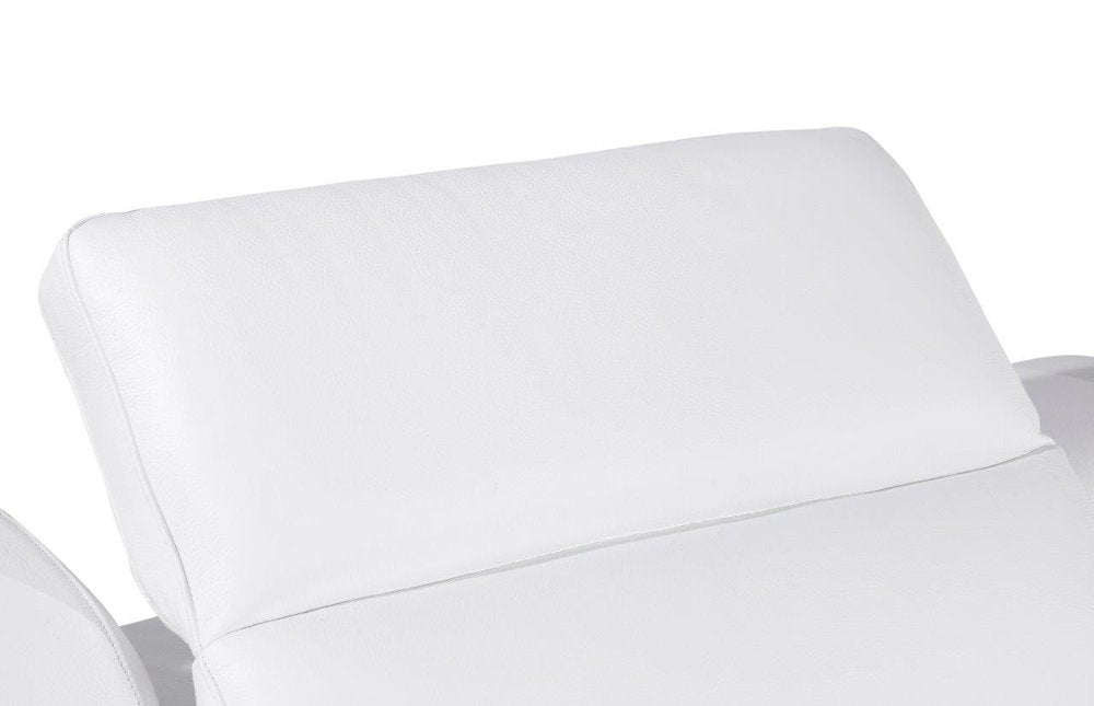 White Italian Leather Power Reclining L Shaped Five Piece Corner Sectional - 39" H x 112" W x 112" D