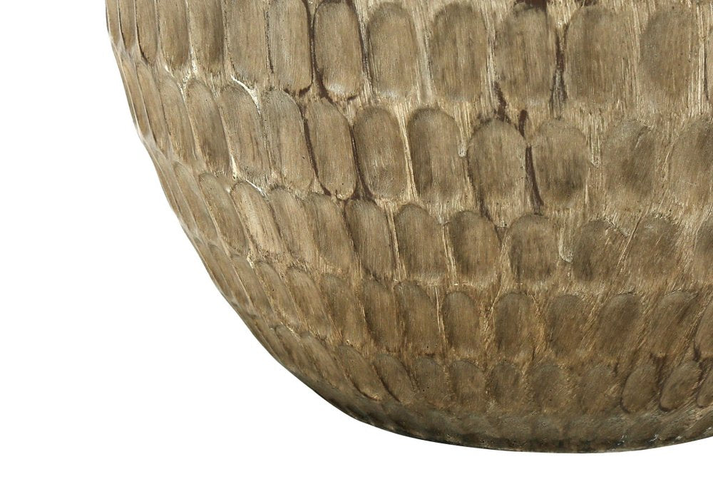 25" Brown Geometric Table Lamp With Black Drum Shade. Table lamp isolated on a plain white background, in a black finish.