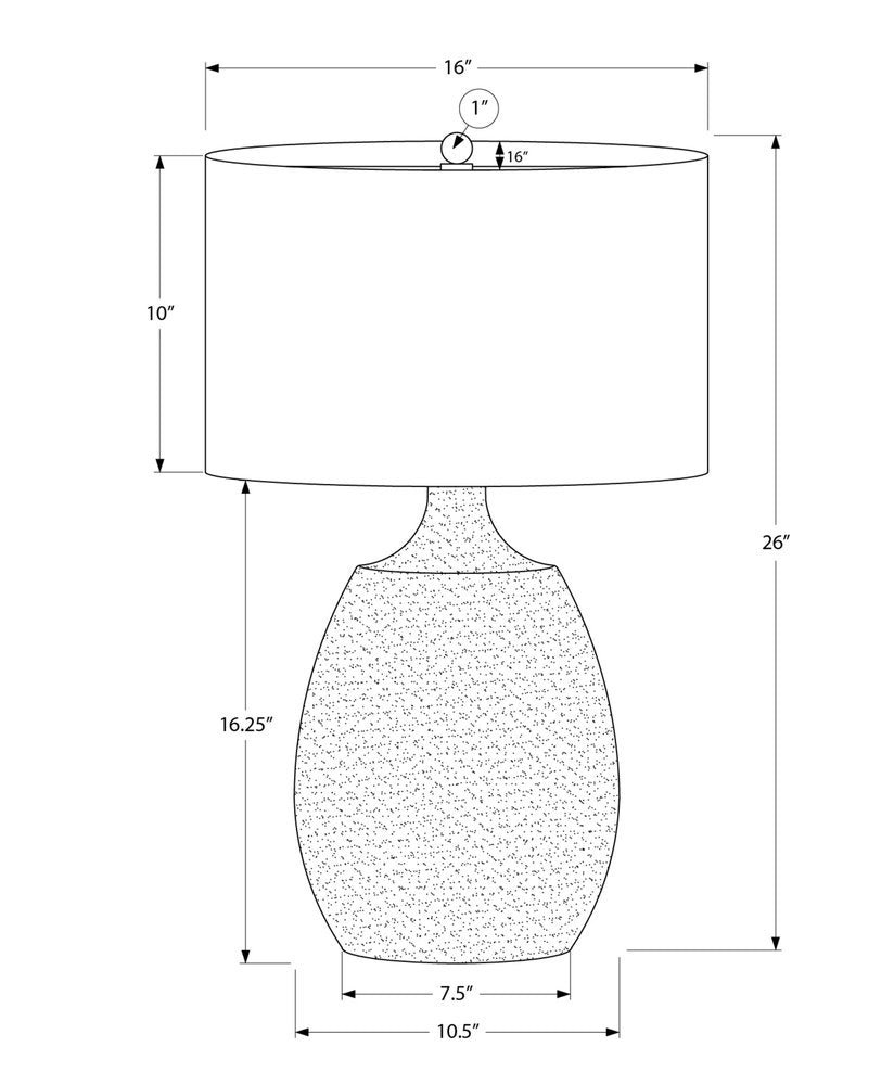 26" Cream Gourd Table Lamp With Cream Drum Shade. Table lamp isolated on a plain white background, in a cream finish.