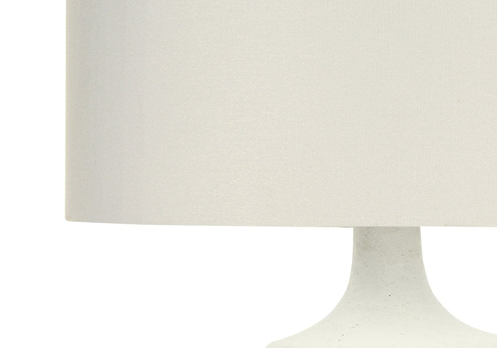26" Cream Gourd Table Lamp With Cream Drum Shade. Table lamp isolated on a plain white background, finished in cream.