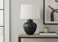 26" Black Metal Urn Table Lamp With Cream Empire Shade. Table lamp in cream metal.