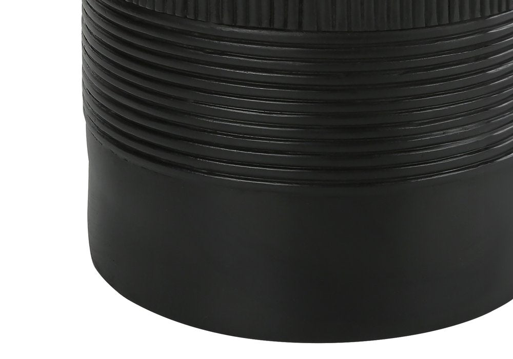 24" Black Cylinder Table Lamp With Ivory Drum Shade. Table lamp isolated on a plain white background, in a black finish.