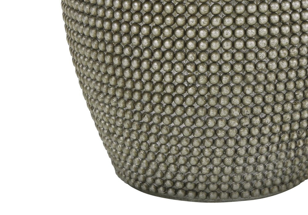 24" Gray Round Table Lamp With Ivory Drum Shade. Table lamp isolated on a plain white background, showing its gray color.