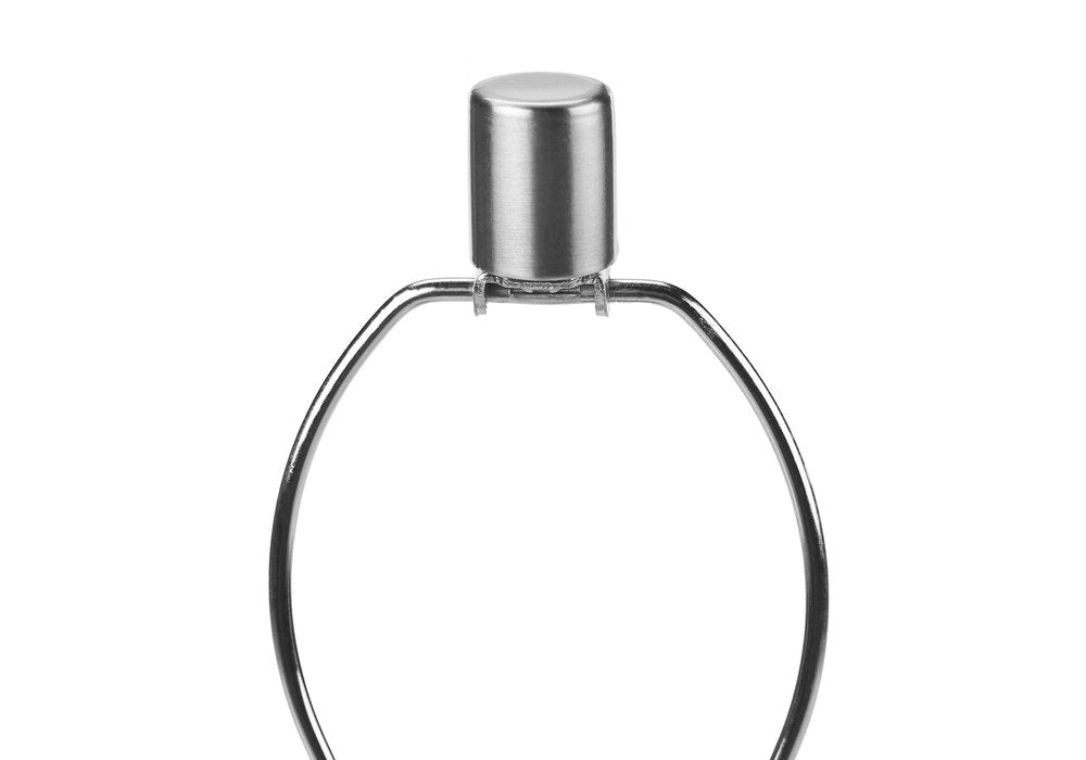 28" Silver Acrylic Cylinder Table Lamp With Ivory Drum Shade. Table lamp isolated on a plain white background, showing its silver color.