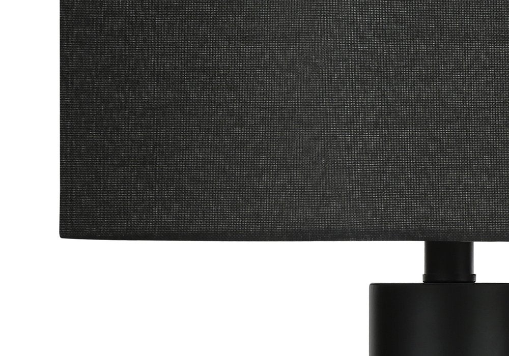28" Black Metal and Acrylic Cylinder Table Lamp With Black Drum Shade. Table lamp in black metal.