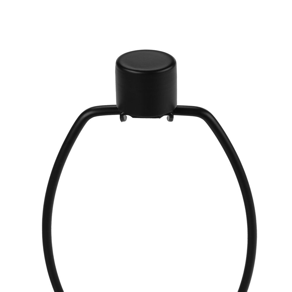 28" Black Metal and Acrylic Cylinder Table Lamp With Black Drum Shade. Table lamp isolated on a plain white background, finished in black metal.