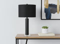 28" Black Metal and Acrylic Cylinder Table Lamp With Black Drum Shade. Table lamp in black metal.