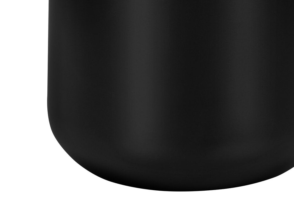 24" Black Concrete Urn Table Lamp With Gray Drum Shade. Table lamp isolated on a plain white background, finished in black.