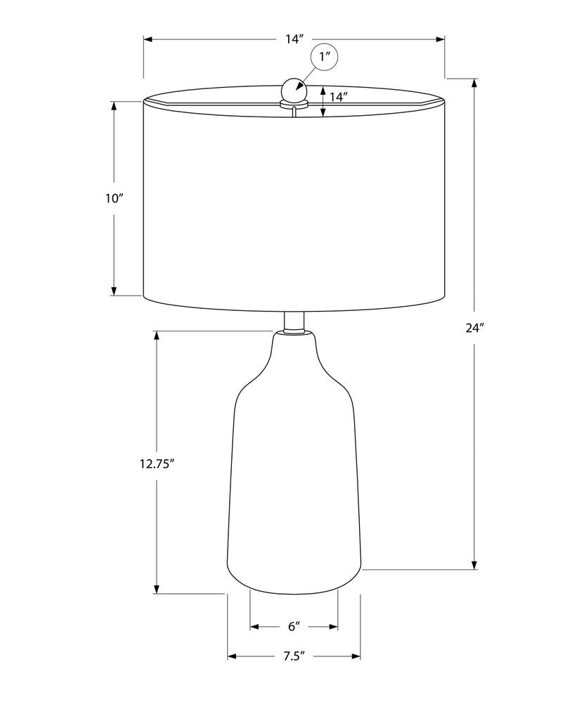 24" Beige Concrete Urn Table Lamp With Ivory Drum Shade. Table lamp isolated on a plain white background, showing its ivory color.
