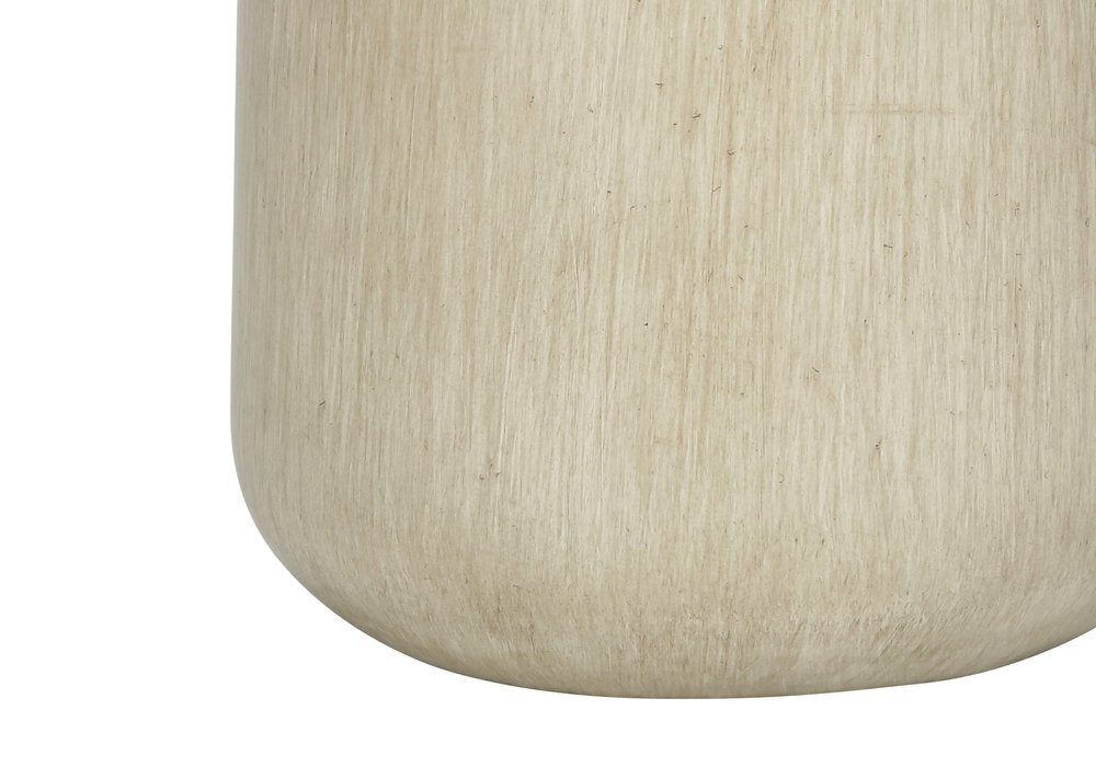 24" Beige Concrete Urn Table Lamp With Ivory Drum Shade. Table lamp isolated on a plain white background, finished in ivory.