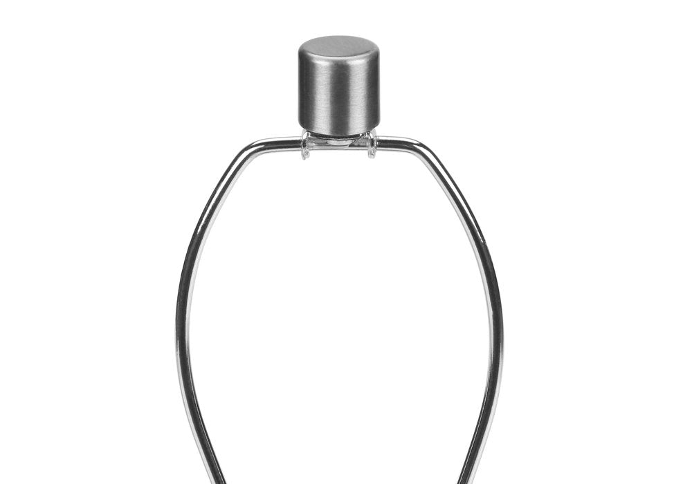 29" Gray and Silver Cylinder Table Lamp With Ivory Drum Shade. Table lamp isolated on a plain white background, showing its silver color.
