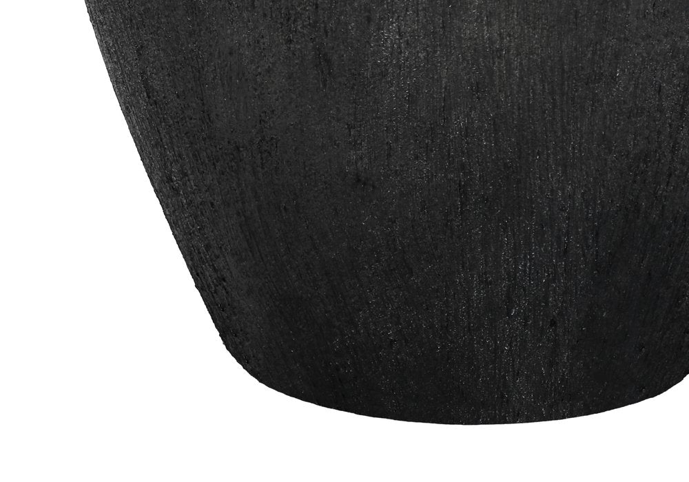 24" Black Ceramic Round Table Lamp With Ivory Empire Shade. Table lamp isolated on a plain white background, finished in black ceramic.