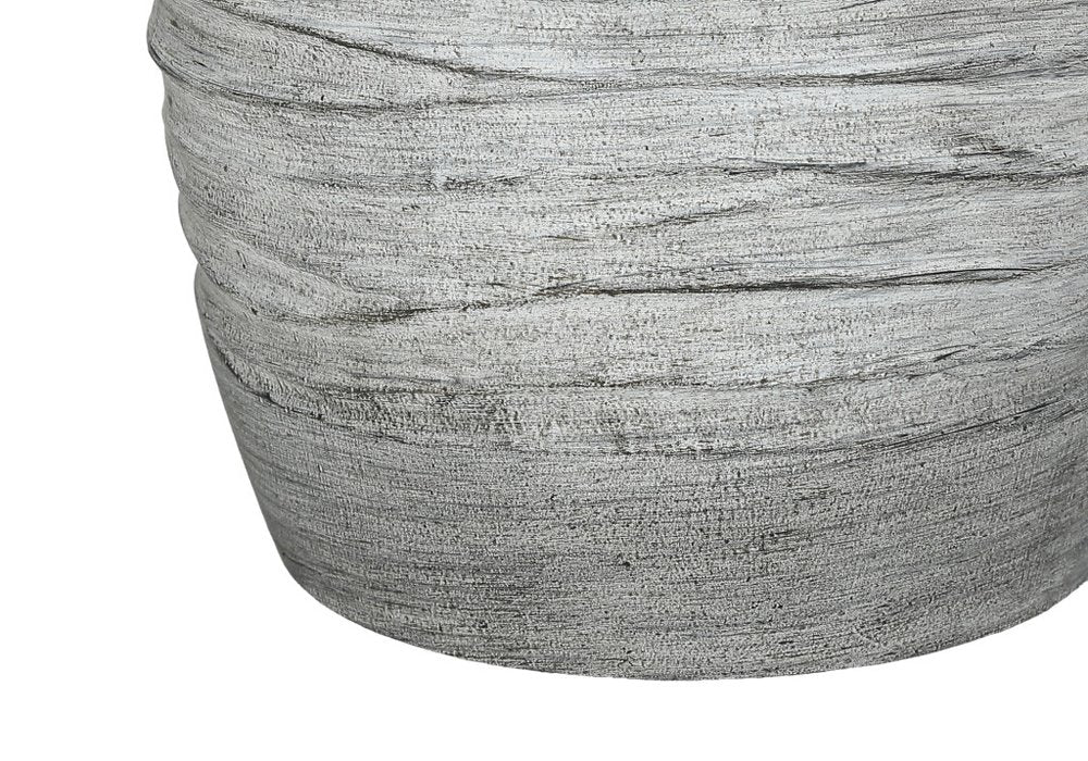 27" Gray Cylinder Table Lamp With Ivory Drum Shade. Table lamp isolated on a plain white background, in a ivory finish.