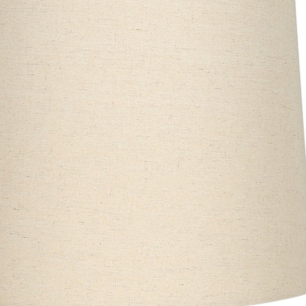 25" Cream Geometric Table Lamp With Beige Empire Shade close-up highlighting the cream surface.