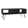 Set Of Two Black and Espresso Wood Coffee Table With Two Shelves