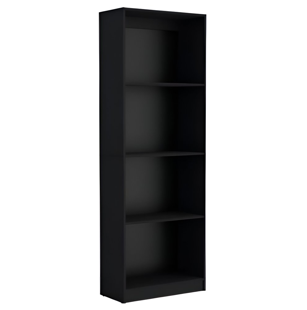 Set of Two Black Wood Multi Tier Bookcases on a white background