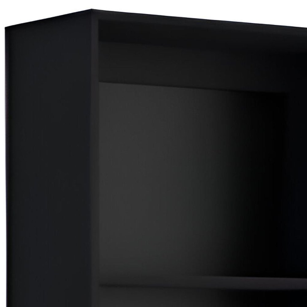 Set of Two Black Wood Multi Tier Bookcases close-up detail