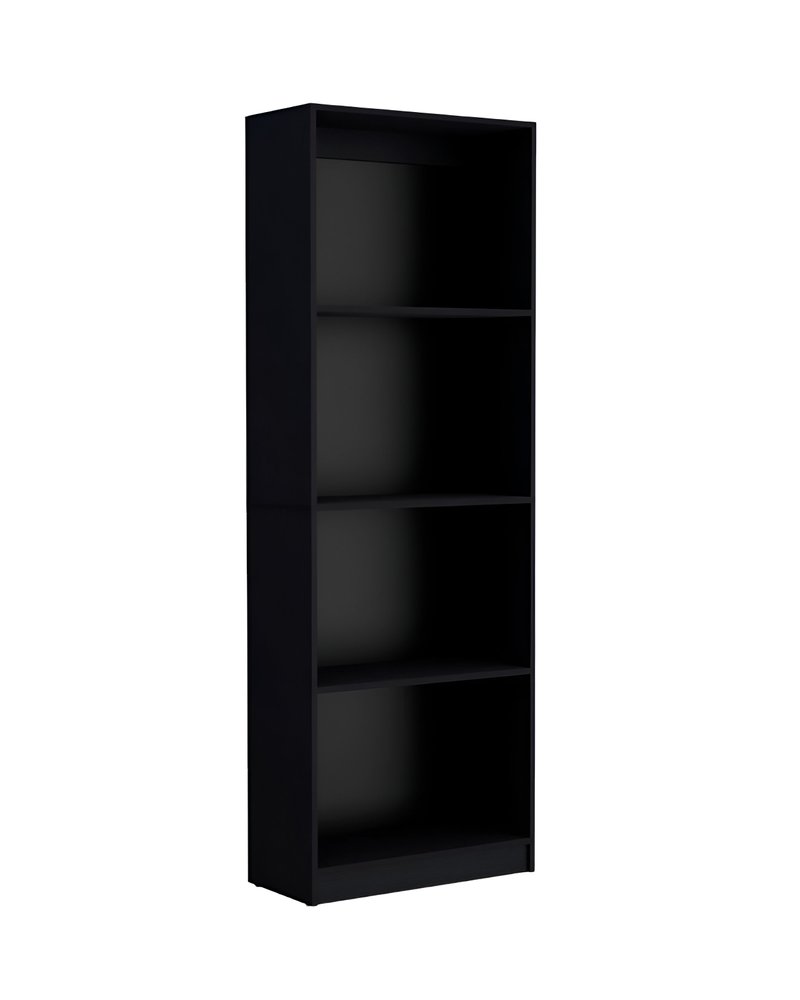 Set of Two Black Wood Multi Tier Bookcases on a white background
