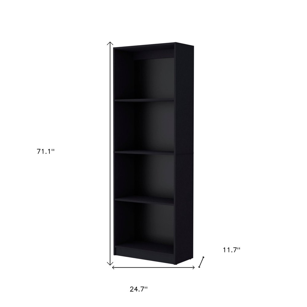Set of Two 71" Black Bookcase With Two Doors on a white background