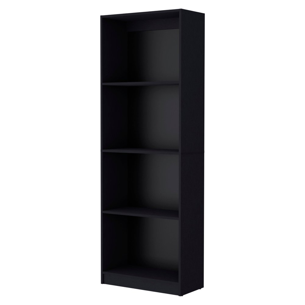 Set of Two 71" Black Bookcase With Two Doors on a white background