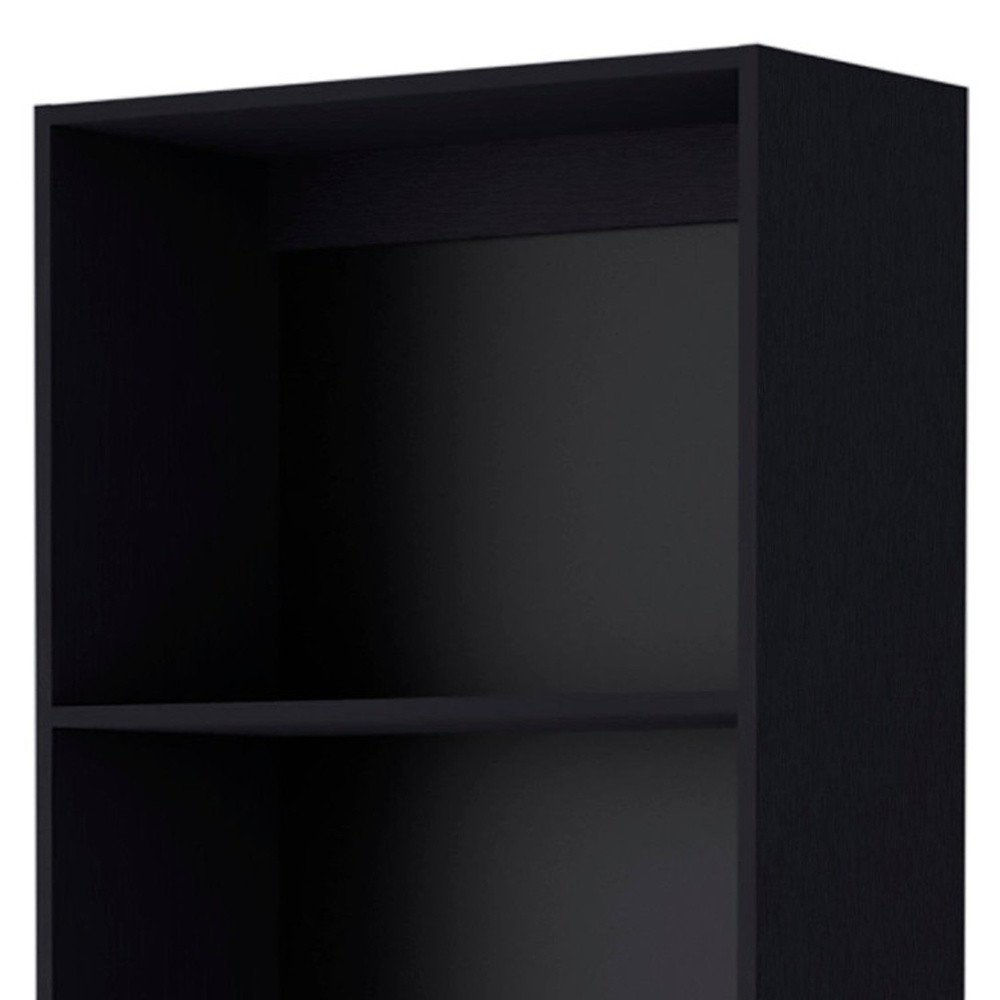 Set of Two 71" Black Bookcase With Two Doors close-up detail
