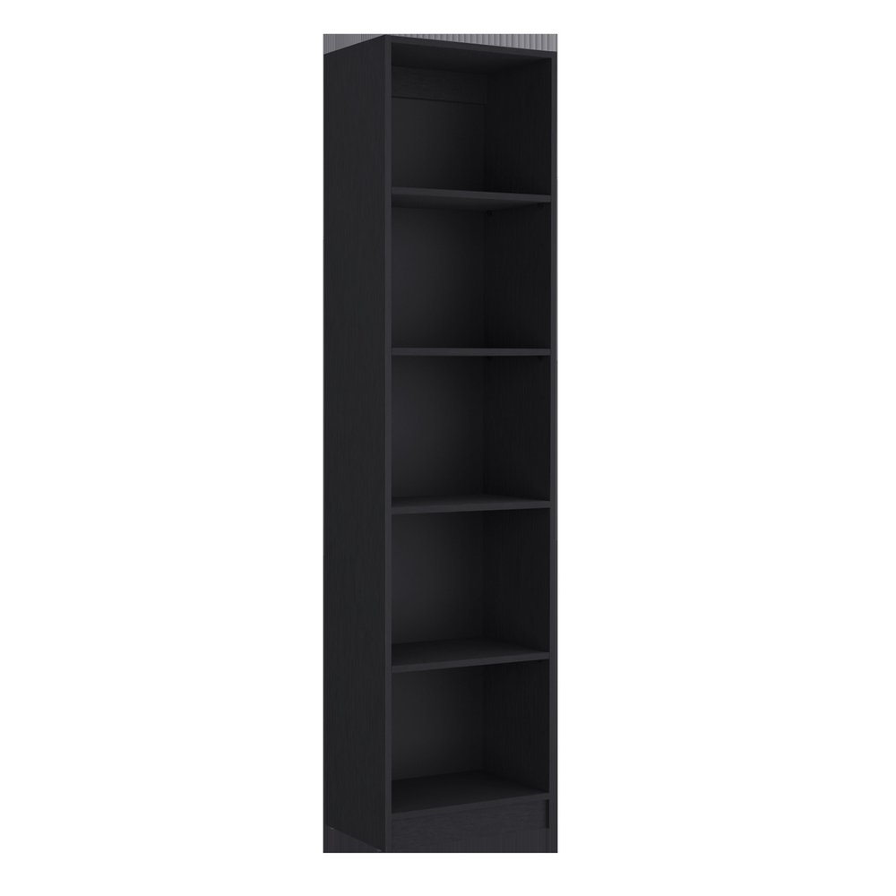 Set of Three Black Five Tier Bookcase on a white background
