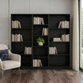 Set of Three Black Wood Five Tier Bookcase