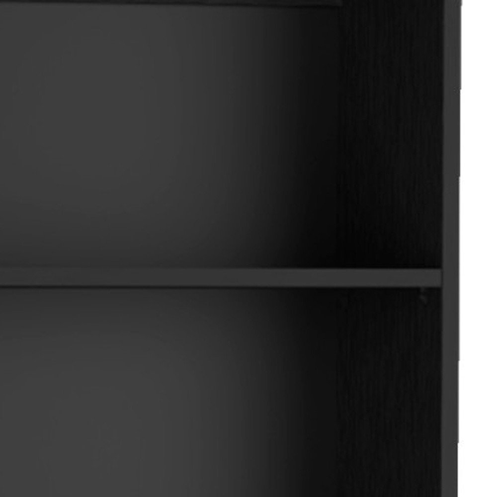 Set of Three Black Five Tier Bookcases with Two Doors close-up detail