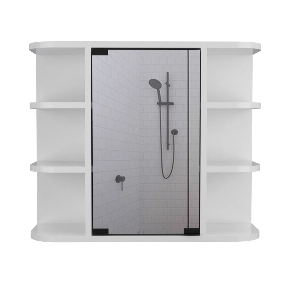24" White Wood Freestanding Bathroom Vanity With Sink And Medicine Cabinet With Mirror